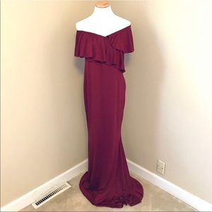 Maternity Dresses - Maternity Off The Shoulder Gown Maternity Dresses - Maternity Off The Shoulder Gown